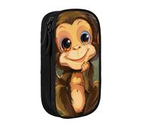 ttyuac Cute Monkey Print Pencil Case, Large Capacity 2 Compartment Dual Zips Pouch, Premium Oxford Fabric Aesthetic Pencil case Stationery Organizer for Boys Girls Supplies Makeup Bag