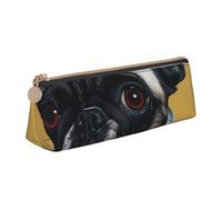 ttyuac Cute Pug Print Leather Pencil Case - Cute Pen Case, Stylish Pencil Case with Practical Zip for Storing Pens Pencils & Cosmetics Desk Supplies Organisers Office Supplies