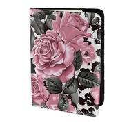 ttyuac Cute Rose Mix Leopard Pattern Print Passport Holder 5.5 Inch, PU Leather Passport Cover for Travel, Airplane, Train & Holiday Adventures for Women Men Travelling Essentials
