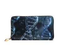 ttyuac DNA Chain Photo Print Long Wallet for Women, PU Leather Clutch Purse with Zipper & Multiple Card Slots, Travel Wallet with Smooth Zippers