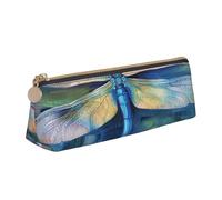 ttyuac Dragonfly Painting Print Leather Pencil Case - Cute Pen Case, Stylish Pencil Case with Practical Zip for Storing Pens Pencils & Cosmetics Desk Supplies Organisers Office Supplies