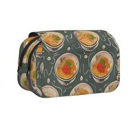 ttyuac Egg Cup Noodle Ramen Print Pencil Case, Double-Layer Big Pencil Pouch Bag, Stationery Pen Case Office Stationery Organizer Multifunctional Pencil Bag Pen Marker Case