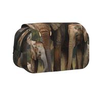 ttyuac Elephant Family Print Pencil Case, Double-Layer Big Pencil Pouch Bag, Stationery Pen Case Office Stationery Organizer Multifunctional Pencil Bag Pen Marker Case