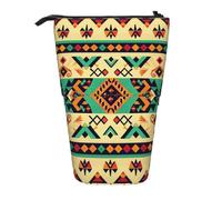 ttyuac Ethnic Geometric Pattern Print Pencil Case, Expandable Pencil Case Portable Pen Case for Stationery Storage, Pencil Bags with Practical Zip Simple Cosmetic Storage Bags Makeup Bag