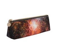 ttyuac Fireworks Print Leather Pencil Case - Cute Pen Case, Stylish Pencil Case with Practical Zip for Storing Pens Pencils & Cosmetics Desk Supplies Organisers Office Supplies