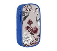 ttyuac Floral Herbs Botanical Engraving Print Pencil Case, Large Capacity 2 Compartment Dual Zips Pouch, Aesthetic Pencil case Stationery Organizer for Boys Girls Supplies Makeup Bag, Blue
