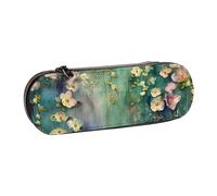 ttyuac Floral Ivy Blossoms Tree Print Pencil Case, Hardshell Faux Leather Stationery Pouch Aesthetic Pencil Case for Stationery, Toiletries, Makeup, Travel, Office Supplies