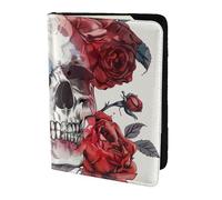 ttyuac Floral Skull Print Passport Holder 5.5 Inch, PU Leather Passport Cover for Travel, Airplane, Train & Holiday Adventures for Women Men Travelling Essentials