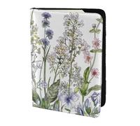 ttyuac Flowering Herbs and Herbaceous Plants Print Passport Holder 5.5 Inch, PU Leather Passport Cover for Travel, Airplane, Train & Holiday Adventures for Women Men Travelling Essentials