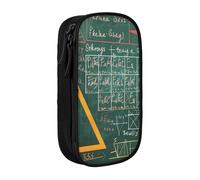 ttyuac Formulas Shapes Theory Math Lesson Word Print Pencil Case, Large Capacity 2 Compartment Dual Zips Pouch, Aesthetic Pencil case Stationery Organizer for Boys Girls Supplies Makeup Bag, Black