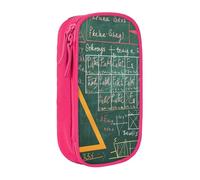 ttyuac Formulas Shapes Theory Math Lesson Word Print Pencil Case, Large Capacity 2 Compartment Dual Zips Pouch, Aesthetic Pencil case Stationery Organizer for Boys Girls Supplies Makeup Bag, Pink
