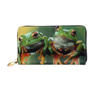 ttyuac Funny Frogs Print Long Wallet for Women, PU Leather Clutch Purse with Zipper & Multiple Card Slots, Travel Wallet with Smooth Zippers