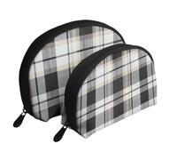 ttyuac Gray plaid lines Print Small Purses 2Pcs Portable Coin Purse Makeup Bag Soft Vacation Pouch Change Holder Wallet with Zipper Portable for Shopping Travel Party Cosmetic Bag