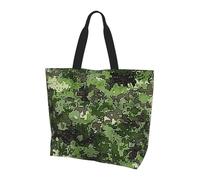 ttyuac Green Army Digital Camouflage print Print Tote Bag, Reusable, Extra Large Capacity Washable Shopping Bag with Inner Pocket for Beach, Shopping, Travel, Gym & Daily Errands