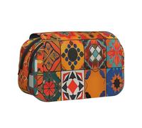 ttyuac Group of Moroccan Geometric Print Pencil Case, Double-Layer Big Pencil Pouch Bag, Stationery Pen Case Office Stationery Organizer Multifunctional Pencil Bag Pen Marker Case