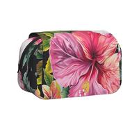 ttyuac Hibiscus Flowers Print Print Pencil Case, Double-Layer Big Pencil Pouch Bag, Stationery Pen Case Office Stationery Organizer Multifunctional Pencil Bag Pen Marker Case