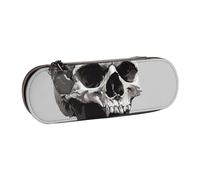 ttyuac Horror Skull Print Pencil Case, Hardshell Faux Leather Stationery Pouch Aesthetic Pencil Case for Stationery, Toiletries, Makeup, Travel, Office Supplies