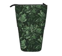 ttyuac Hunter Green Floral Petals Pattern Print Pencil Case, Expandable Pencil Case Portable Pen Case for Stationery Storage, Pencil Bags with Practical Zip Simple Cosmetic Storage Bags Makeup Bag