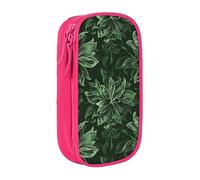 ttyuac Hunter Green Floral Petals Pattern Print Pencil Case, Large Capacity 2 Compartment Dual Zips Pouch, Aesthetic Pencil case Stationery Organizer for Boys Girls Supplies Makeup Bag, Pink
