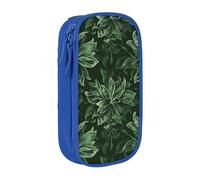 ttyuac Hunter Green Floral Petals Pattern Print Pencil Case, Large Capacity 2 Compartment Dual Zips Pouch, Aesthetic Pencil case Stationery Organizer for Boys Girls Supplies Makeup Bag, Blue