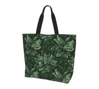 ttyuac Hunter Green Floral Petals Pattern Print Tote Bag, Reusable, Extra Large Capacity Washable Shopping Bag with Inner Pocket for Beach, Shopping, Travel, Gym & Daily Errands