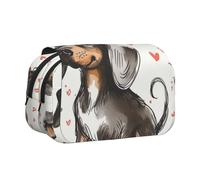 ttyuac I Love My Dog Dachshunds Print Pencil Case, Double-Layer Big Pencil Pouch Bag, Stationery Pen Case Office Stationery Organizer Multifunctional Pencil Bag Pen Marker Case