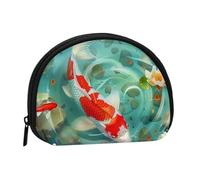 ttyuac Japanese Pretty Koi Fish Print Coin Purse, Small Coin Purse with Zip, Cosmetic Bag, Coin Holder Purse, Portable Purse, Women's Mini Bag for Storing Change, Cards, Keys