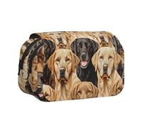 ttyuac Labrador Retriever Dogs Print Pencil Case, Double-Layer Big Pencil Pouch Bag, Stationery Pen Case Office Stationery Organizer Multifunctional Pencil Bag Pen Marker Case