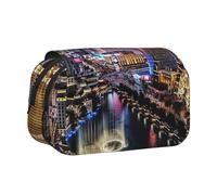 ttyuac Las Vegas Night View Print Pencil Case, Double-Layer Big Pencil Pouch Bag, Stationery Pen Case Office Stationery Organizer Multifunctional Pencil Bag Pen Marker Case