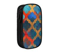 ttyuac Lattice Print Pencil Case, Large Capacity 2 Compartment Dual Zips Pouch, Premium Oxford Fabric Aesthetic Pencil case Stationery Organizer for Boys Girls Supplies Makeup Bag