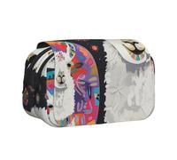 ttyuac Llama Alpaca Print Pencil Case, Double-Layer Big Pencil Pouch Bag, Stationery Pen Case Office Stationery Organizer Multifunctional Pencil Bag Pen Marker Case