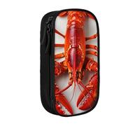 ttyuac Lobster Print Pencil Case, Large Capacity 2 Compartment Dual Zips Pouch, Premium Oxford Fabric Aesthetic Pencil case Stationery Organizer for Boys Girls Supplies Makeup Bag