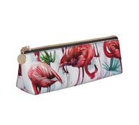 ttyuac Lovely Pink Flamingos Print Leather Pencil Case - Cute Pen Case, Stylish Pencil Case with Practical Zip for Storing Pens Pencils & Cosmetics Desk Supplies Organisers Office Supplies