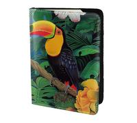 ttyuac Macaw and Toucan Perching of American Rainforests Print Passport Holder 5.5 Inch, PU Leather Passport Cover for Travel, Airplane, Train & Holiday Adventures for Women Men Travelling Essentials