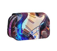 ttyuac Magic Electric Guitar Music Print Pencil Case, Double-Layer Big Pencil Pouch Bag, Stationery Pen Case Office Stationery Organizer Multifunctional Pencil Bag Pen Marker Case