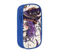 ttyuac Magic Witch Witchcraft Bohemian Drawing Print Pencil Case, Large Capacity 2 Compartment Dual Zips Pouch, Aesthetic Pencil case Stationery Organizer for Boys Girls Supplies Makeup Bag, Blue