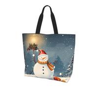 ttyuac Merry Christmas Print Tote Bag, Reusable, Extra Large Capacity Washable Shopping Bag with Inner Pocket for Beach, Shopping, Travel, Gym & Daily Errands