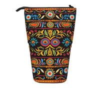 ttyuac Mexican Folk Art Boho Print Pencil Case, Expandable Pencil Case Portable Pen Case for Stationery Storage, Pencil Bags with Practical Zip Simple Cosmetic Storage Bags Makeup Bag