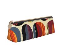 ttyuac Mid Century Modern Retro with Drop Shapes Print Leather Pencil Case - Cute Pen Case, Stylish Pencil Case with Practical Zip for Storing Pens Pencils & Cosmetics
