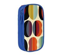 ttyuac Mid Century Modern Retro with Drop Shapes Print Pencil Case, Large Capacity 2 Compartment Dual Zips Pouch, Aesthetic Pencil case Stationery Organizer for Boys Girls Supplies Makeup Bag, Blue