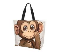 ttyuac Monkey art print Print Tote Bag, Reusable, Extra Large Capacity Washable Shopping Bag with Inner Pocket for Beach, Shopping, Travel, Gym & Daily Errands