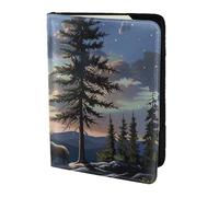 ttyuac Moose Mountain Pine Tree Wilderness Print Passport Holder 5.5 Inch, PU Leather Passport Cover for Travel, Airplane, Train & Holiday Adventures for Women Men Travelling Essentials