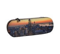 ttyuac New York City Print Pencil Case, Hardshell Faux Leather Stationery Pouch Aesthetic Pencil Case for Stationery, Toiletries, Makeup, Travel, Office Supplies
