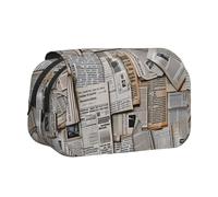 ttyuac Newspaper hd Print Pencil Case, Double-Layer Big Pencil Pouch Bag, Stationery Pen Case Office Stationery Organizer Multifunctional Pencil Bag Pen Marker Case