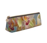 ttyuac Orchids Print Leather Pencil Case - Cute Pen Case, Stylish Pencil Case with Practical Zip for Storing Pens Pencils & Cosmetics Desk Supplies Organisers Office Supplies