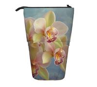 ttyuac Orchids Print Pencil Case, Expandable Pencil Case Portable Pen Case for Stationery Storage, Pencil Bags with Practical Zip Simple Cosmetic Storage Bags Makeup Bag