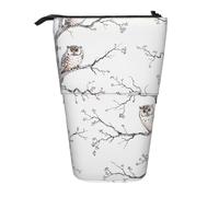 ttyuac Owl Tree Branches Print Pencil Case, Expandable Pencil Case Portable Pen Case for Stationery Storage, Pencil Bags with Practical Zip Simple Cosmetic Storage Bags Makeup Bag