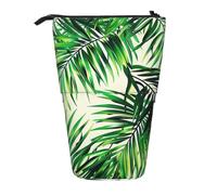 ttyuac Palm Tree Green Leaves Print Pencil Case, Expandable Pencil Case Portable Pen Case for Stationery Storage, Pencil Bags with Practical Zip Simple Cosmetic Storage Bags Makeup Bag