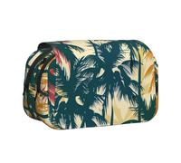 ttyuac Palm Tree Pattern Print Pencil Case, Double-Layer Big Pencil Pouch Bag, Stationery Pen Case Office Stationery Organizer Multifunctional Pencil Bag Pen Marker Case