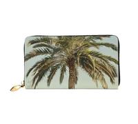 ttyuac Palm Tree Tropical Print Long Wallet for Women, PU Leather Clutch Purse with Zipper & Multiple Card Slots, Travel Wallet with Smooth Zippers